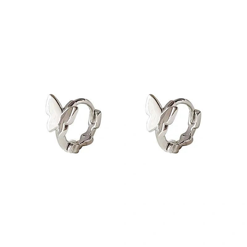 Butterfly Ear Buckle Earrings Women's S925 Silver Niche Design