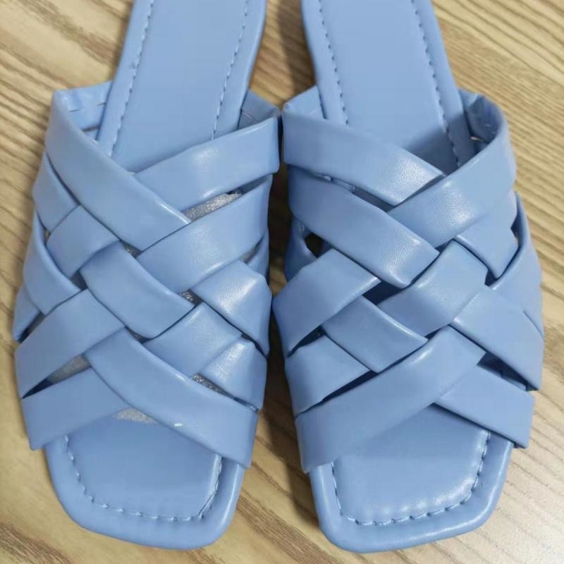 Leather Flat Beach Slides