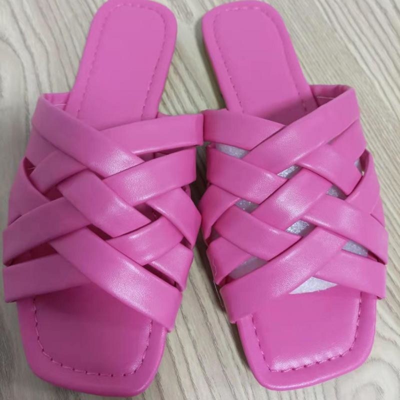 Leather Flat Beach Slides
