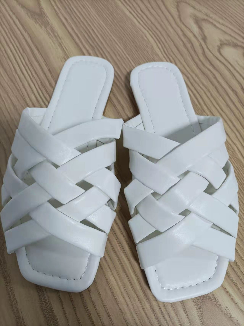 Leather Flat Beach Slides