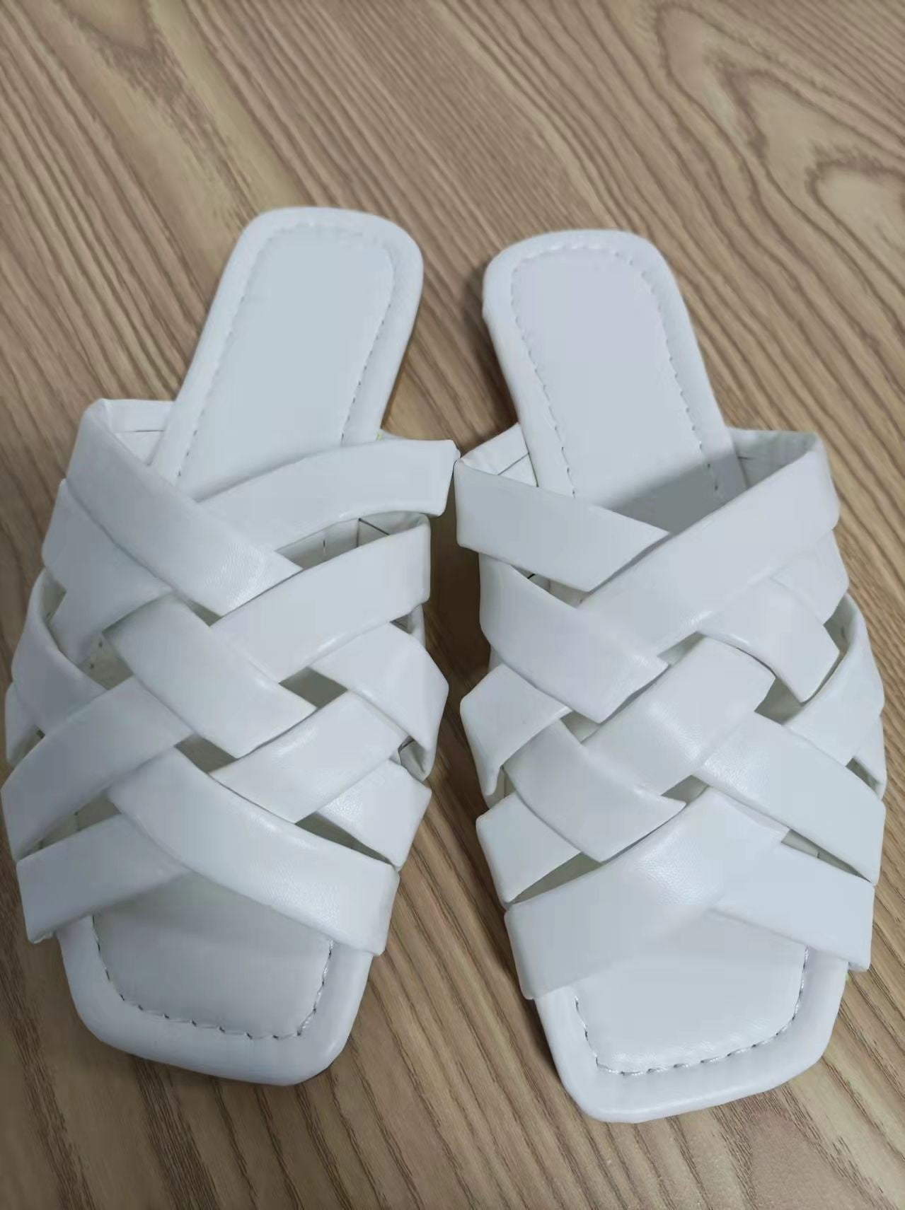 Leather Flat Beach Slides